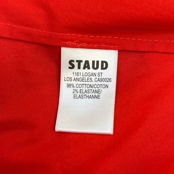 STAUD Teresa Square Neck Cross-Back Fit & Flare Midi Dress Stretch Cotton US10 - Picture 10 of 13